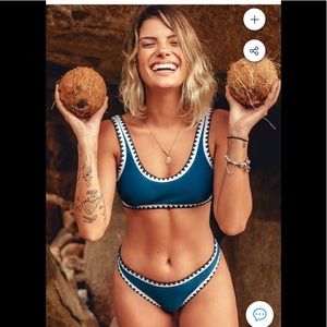 Cupshe  Sporty Blue And Black Crochet Bikini
